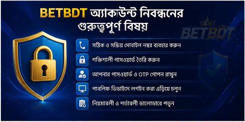 BETBDT অ্যাকাউন্ট নিবন্ধনের গুরুত্বপূর্ণ বিষয়