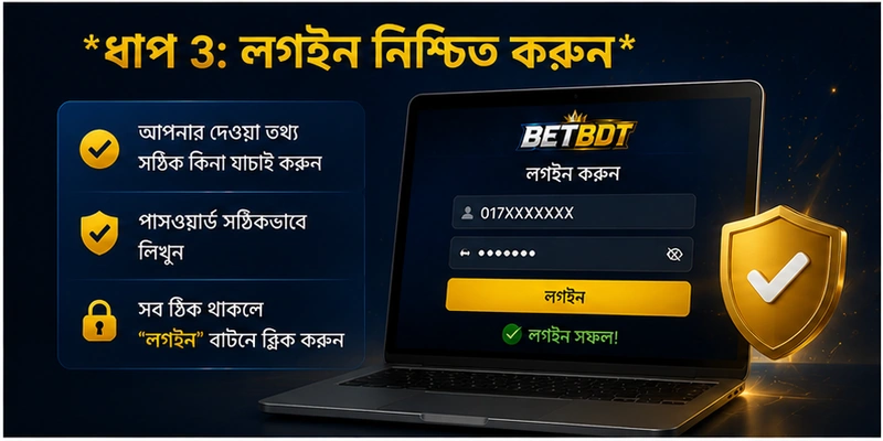 ধাপ 3: লগইন নিশ্চিত করুন ধাপ 3: লগইন নিশ্চিত করুন