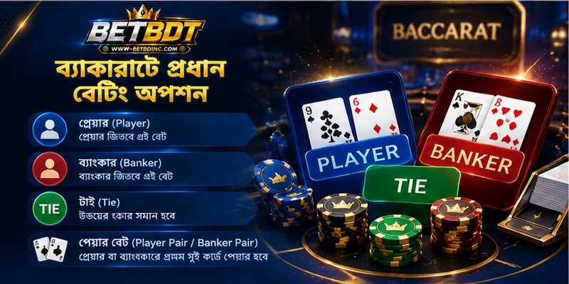 ব্যাকারাটে প্রধান বেটিং অপশন ব্যাকারাটে প্রধান বেটিং অপশন